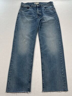 Madewell The Dean Easy Straight Ankle Jeans Sz 27 Medium Blue Wash Distressed